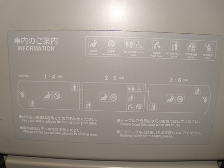 1600系テーブル裏車内案内
