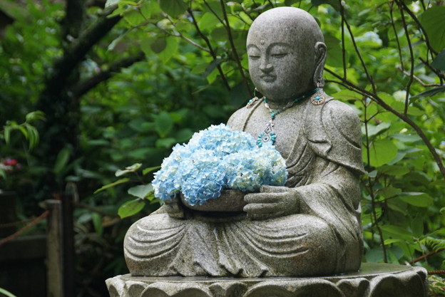 花想い地蔵と紫陽花!140607